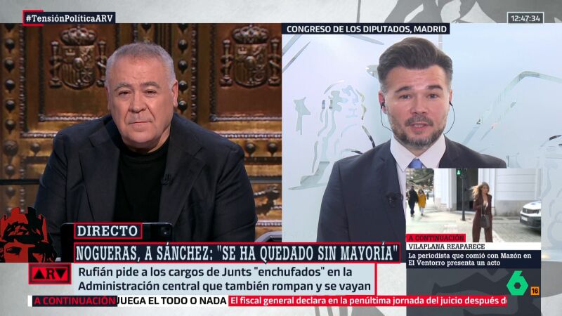 El pronóstico de Rufián sobre una posible moción de censura: "La presión le va a poder a Feijóo"