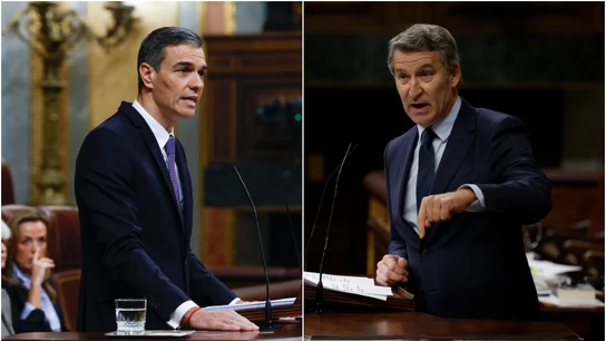 Pedro Sánchez y Alberto Núñez Feijóo, enfrentados en el pleno del Congreso celebrado este miércoles Pedro Sánchez y Alberto Núñez Feijóo, enfrentados en el pleno del Congreso celebrado este miércoles