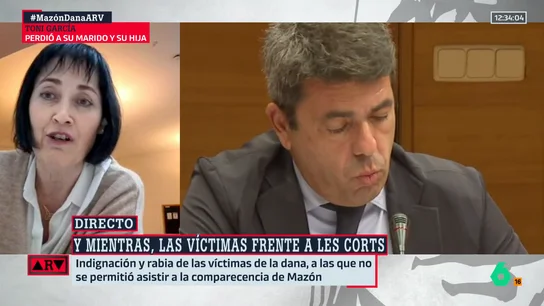 Toñi, víctima de la DANA, carga contra Mazón tras vetarles en Les Corts: "Es el peor president de la historia. Un miserable" Toñi, víctima de la DANA, carga contra Mazón tras vetarles en Les Corts: "Es el peor president de la historia. Un miserable"