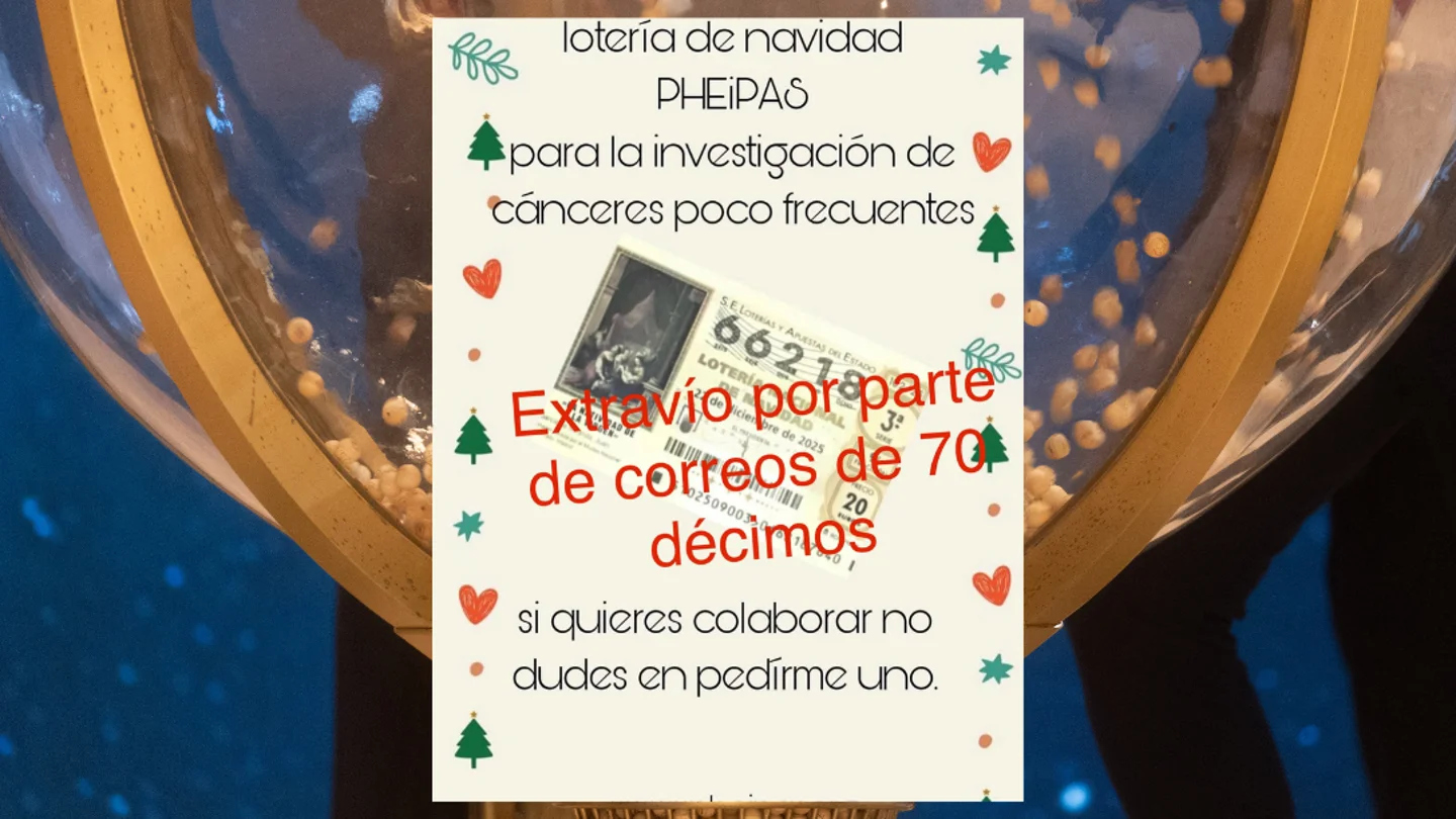 La asociación PHEiPAS denuncia el extravío de 70 décimos de Lotería de Navidad por parte de Correos La asociación PHEiPAS denuncia el extravío de 70 décimos de Lotería de Navidad por parte de Correos