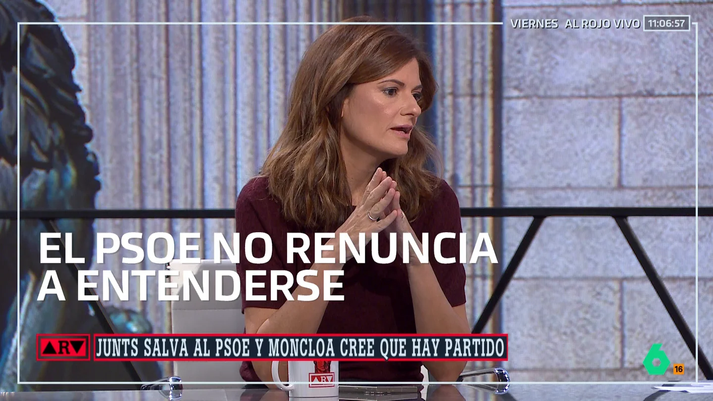 Pilar Gómez asegura que "no parece" que Junts haya "roto" con Sánchez: "La tónica a partir de ahora será la de dar una de cal y otra de arena" Pilar Gómez asegura que "no parece" que Junts haya "roto" con Sánchez: "La tónica a partir de ahora será la de dar una de cal y otra de arena"