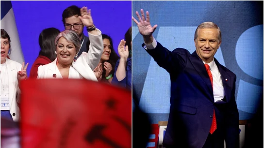 La comunista Jara y el ultraderechista Kast, tras conocer los resultados de la primera vuelta de las elecciones en Chile La comunista Jara y el ultraderechista Kast, tras conocer los resultados de la primera vuelta de las elecciones en Chile