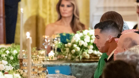 Cristiano Ronaldo, futbolista del Al-Nassr, en la cena en la Casa Blanca durante el encuentro entre Trump y Bin Salman Cristiano Ronaldo, futbolista del Al-Nassr, en la cena en la Casa Blanca durante el encuentro entre Trump y Bin Salman