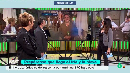 I&ntilde;aki L&oacute;pez, Cristina Pardo y Joanna Ivars conectan en este v&iacute;deo con el reportero Pedro Mart&iacute;n, que ha cambiado las playas de Valencia por el fr&iacute;o de Teruel, que hoy ya ha registrado m&iacute;nimas de 3 grados bajo cero.