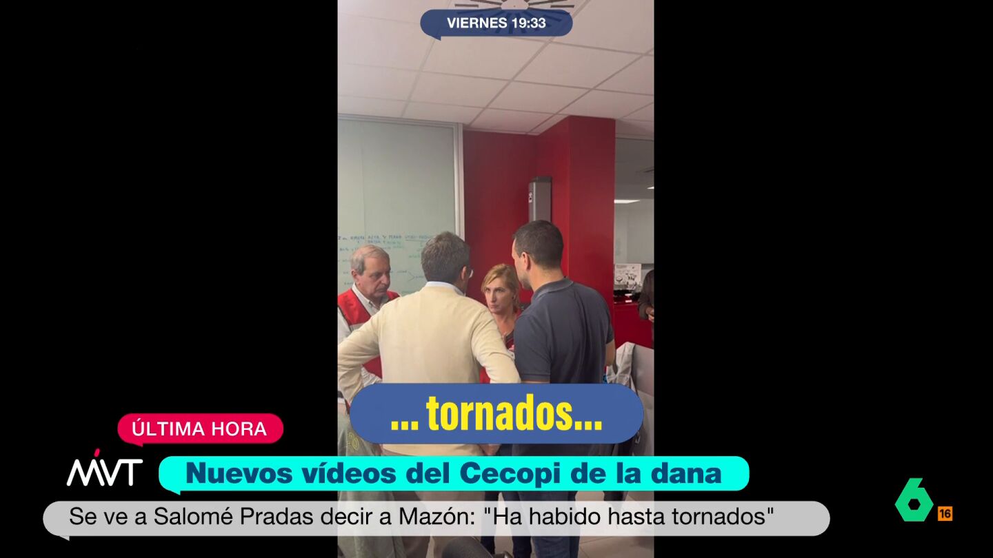 Nuevos vídeos del día de la DANA muestran a Pradas advirtiendo a Mazón de la gravedad del temporal a su llegada tardía al CECOPI: "Ha habido hasta tornados"