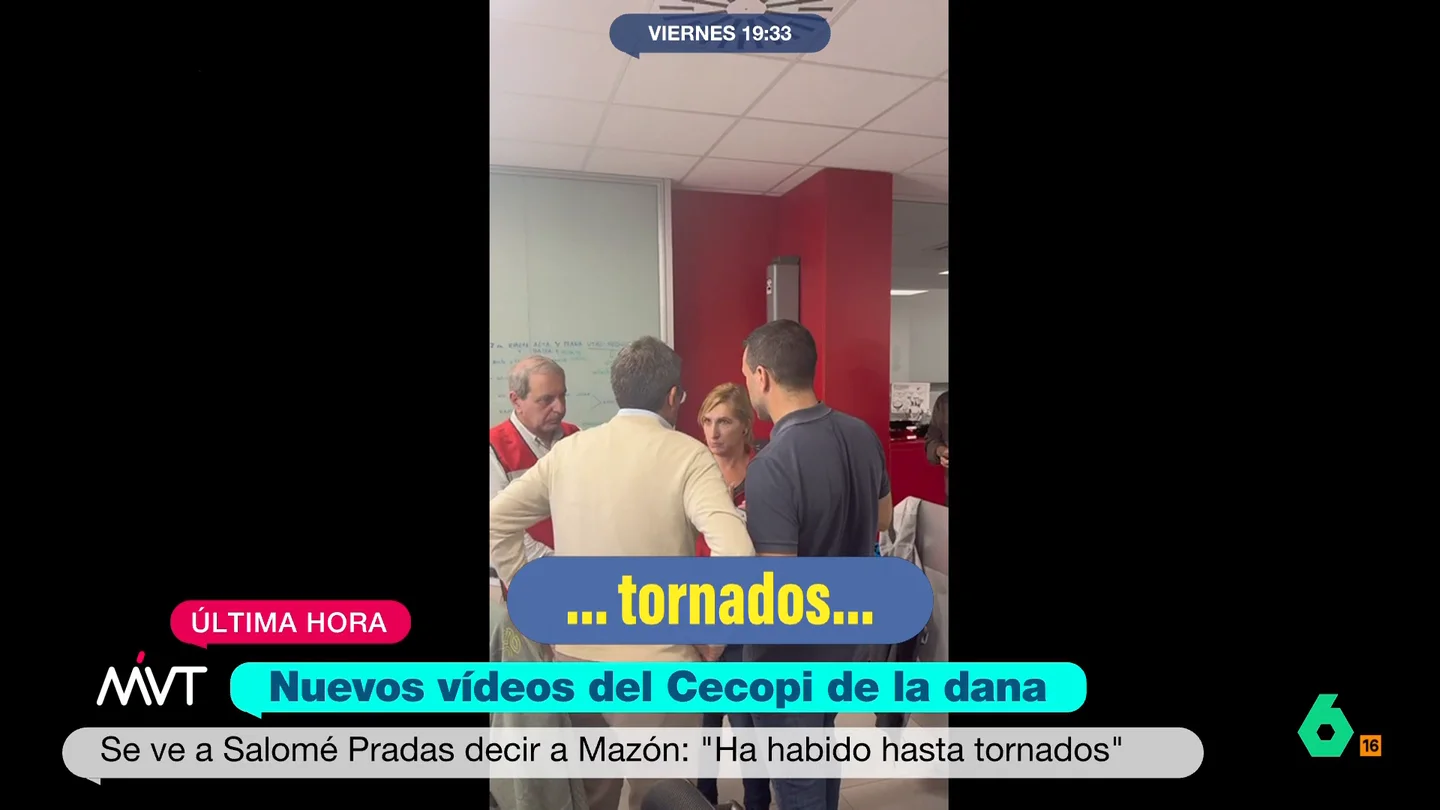 Nuevos vídeos del día de la DANA muestran a Pradas advirtiendo a Mazón de la gravedad del temporal a su llegada tardía al CECOPI: "Ha habido hasta tornados" Nuevos vídeos del día de la DANA muestran a Pradas advirtiendo a Mazón de la gravedad del temporal a su llegada tardía al CECOPI: "Ha habido hasta tornados"