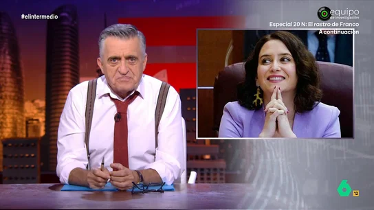 Wyoming responde a Ayuso sobre el 20N: "Con las lecciones entre fascismo y democracia no se puede ser equidistante" Wyoming responde a Ayuso sobre el 20N: "Con las lecciones entre fascismo y democracia no se puede ser equidistante"