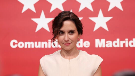 La presidenta de la Comunidad de Madrid, Isabel D&iacute;az Ayuso, durante su comparecencia