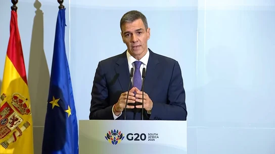 El presidente del Gobierno, Pedro Sánchez, en rueda de prensa tras la cumbre del G20 en Johannesburgo El presidente del Gobierno, Pedro Sánchez, en rueda de prensa tras la cumbre del G20 en Johannesburgo