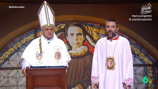 El monaguillo Mateo responde a Aznar tras decir que la inmigración musulmana es un problema: "Le ha quedado un poquito racista" El 'papa Wyoming' y el 'monaguillo Mateo' celebran una nueva 'misa' de la 'Iglesia Aznariana' en las que analizan las polémicas declaraciones de José María Aznar en las que asegura que "la inmigración musulmana es un problema serio".