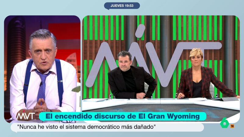 Wyoming responde a Ayuso y sus proclamas contra la "dictadura" de Sánchez: "En una dictadura, gente que tenía razón y decía la verdad estaba en la cárcel" Wyoming responde a Ayuso y sus proclamas contra la "dictadura" de Sánchez: "En una dictadura, gente que tenía razón y decía la verdad estaba en la cárcel"