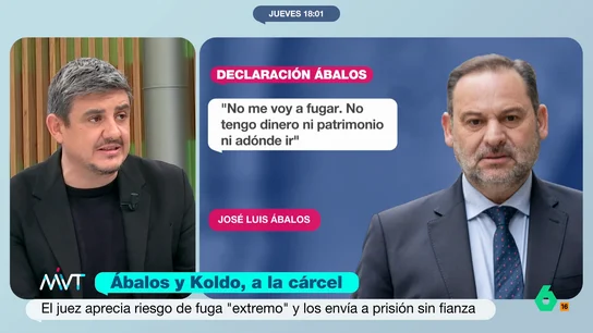 Alfonso Pérez Medina explica cómo ha llegado Ábalos al Supremo "pálido y desencajado": "Se veía que se temía lo peor" Alfonso Pérez Medina explica en este vídeo cómo ha sido la vistilla tras la que José Luis Ábalos y Koldo García han entrado en prisión, así como el día tan complicado que ha vivido un exministro "prácticamente al borde de las lágrimas".