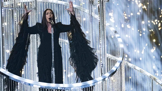 La representante de Israel en Eurovisión 2025, Yuval Raphael, durante su actuación en el certamen La representante de Israel en Eurovisión 2025, Yuval Raphael, durante su actuación en el certamen