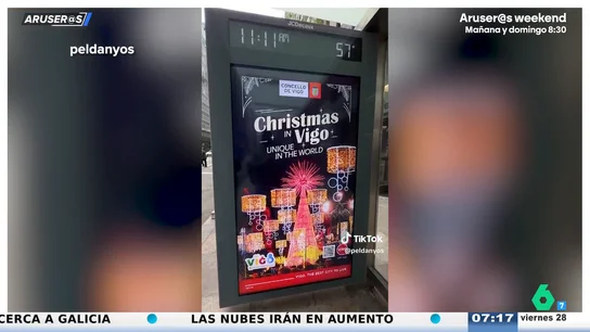 Un tiktoker alucina al encontrarse un anuncio navideño de Vigo en una parada de bus de Nueva York Un tiktoker alucina al encontrarse un anuncio navideño de Vigo en una parada de bus de Nueva York