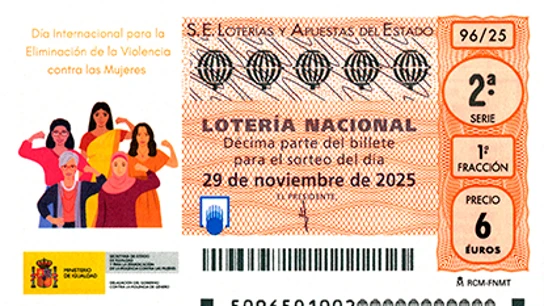 Décimo del sorteo de la Lotería Nacional del sábado 29 de noviembre de 2025. Décimo del sorteo de la Lotería Nacional del sábado 29 de noviembre de 2025.