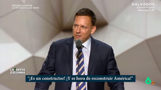 Peter Thiel, el fundador de Paypal al que "la democracia le parece una burbuja y no ve el momento de pincharla" En este vídeo, laSexta Columna analiza con expertos quién es Peter Thiel, el magnate tecnológico cofundador de PayPal cuyo lema es que "la competencia es para perdedores".