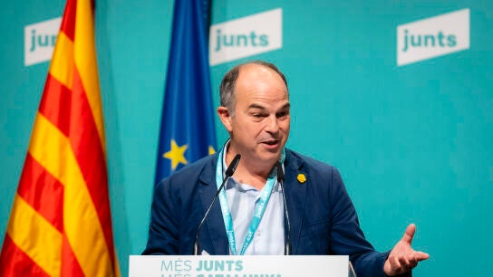 Imagen de archivo del secretario general de JxCat, Jordi Turull, en un acto del partido reunido en Figueres (Girona)