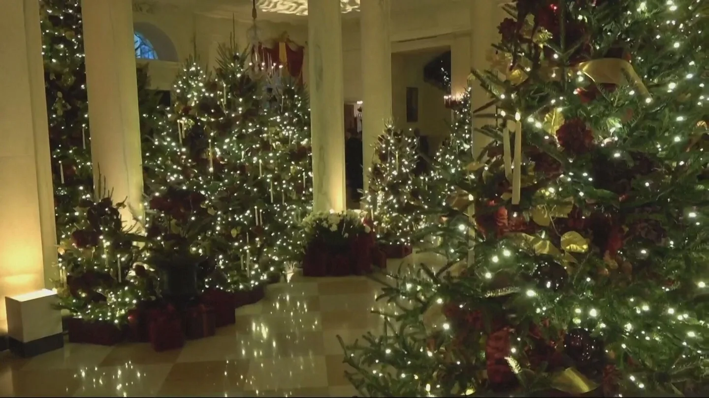 Imagen del interior de la Casa Blanca decorada por Navidad Imagen del interior de la Casa Blanca decorada por Navidad