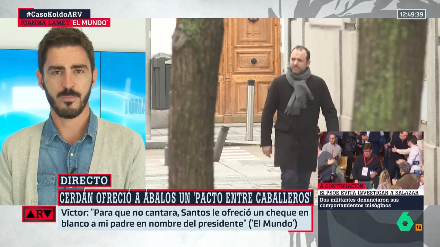 Juanma Lamet asegura que sabe que Ábalos tiene "pruebas" de cosas importantes: "Las he visto. Acabarán saliendo" Juanma Lamet asegura que sabe que Ábalos tiene "pruebas" de cosas importantes: "Las he visto. Acabarán saliendo"