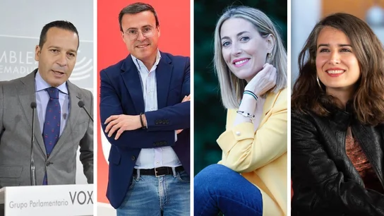 De izquierda a derecha, Óscar Fernández Calle (Vox), Miguel Ángel Gallardo (PSOE), María Guardiola (PP) e Irene de Miguel (Unidas) De izquierda a derecha, Óscar Fernández Calle (Vox), Miguel Ángel Gallardo (PSOE), María Guardiola (PP) e Irene de Miguel (Unidas)