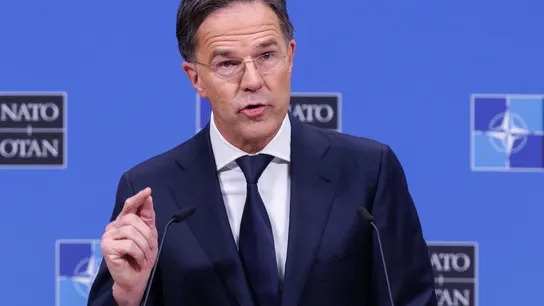 El Secretario General de la OTAN, Mark Rutte, habla durante una conferencia de prensa antes de la reunión de los Ministros de Asuntos Exteriores de la OTAN en Bruselas. El Secretario General de la OTAN, Mark Rutte, habla durante una conferencia de prensa antes de la reunión de los Ministros de Asuntos Exteriores de la OTAN en Bruselas.