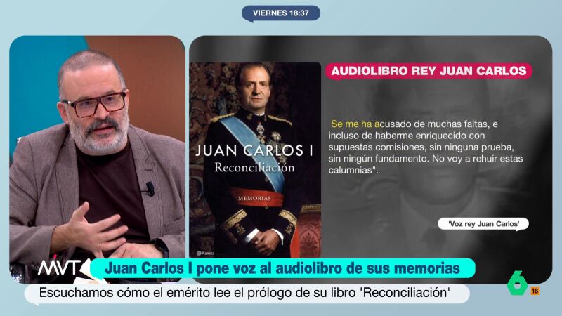 Edu Galán, ironiza sobre las memorias de Juan Carlos I: "Un rey grabando un audiolibro tiene muchísimo valor a nivel histórico"