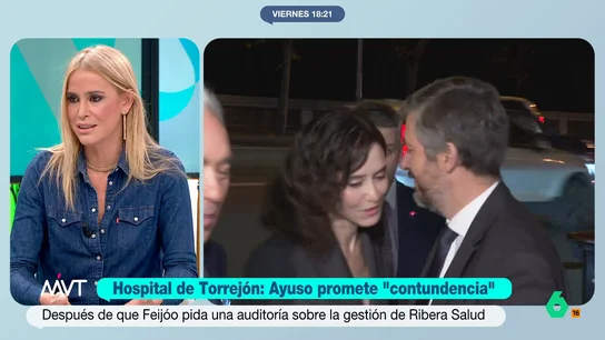 Afra Blanco, tras el escándalo del Hospital de Torrejón: "Ayuso es consciente de cuál es el modelo que defiende" Isabel Díaz Ayuso se ha pronunciado ante el escándalo del Hospital de Torrejón. La presidenta de la Comunidad de Madrid ha prometido erradicar "cualquier mala práctica". A pesar de ello, no va a romper con Ribera Salud.