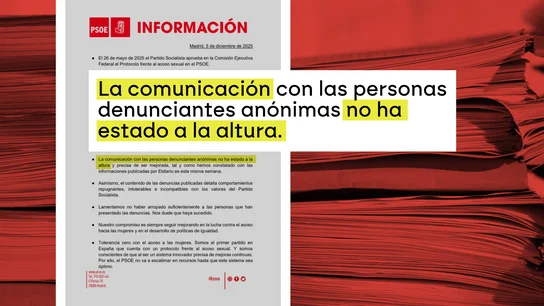 El comunicado del PSOE pidiendo disculpas por su gestión del caso Salazar. El comunicado del PSOE pidiendo disculpas por su gestión del caso Salazar.