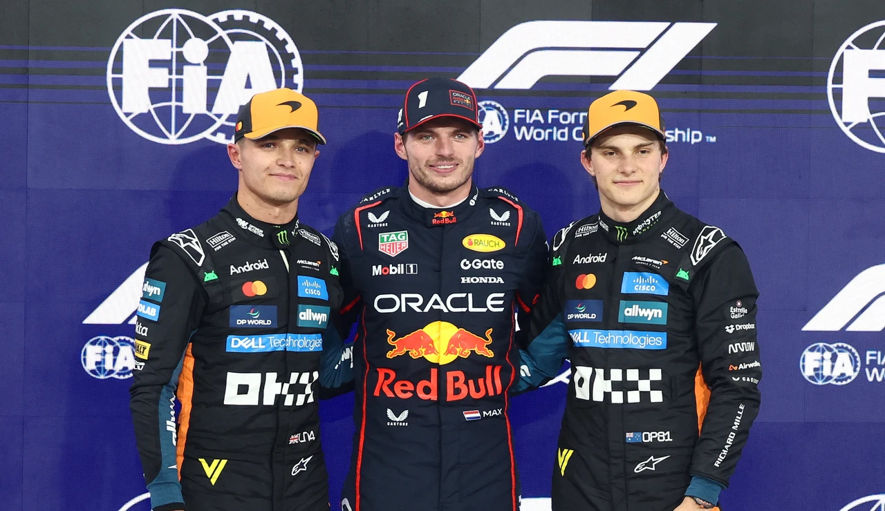 Lando Norris, Max Verstappen y Oscar Piastri tras la clasificación del GP de Abu Dabi