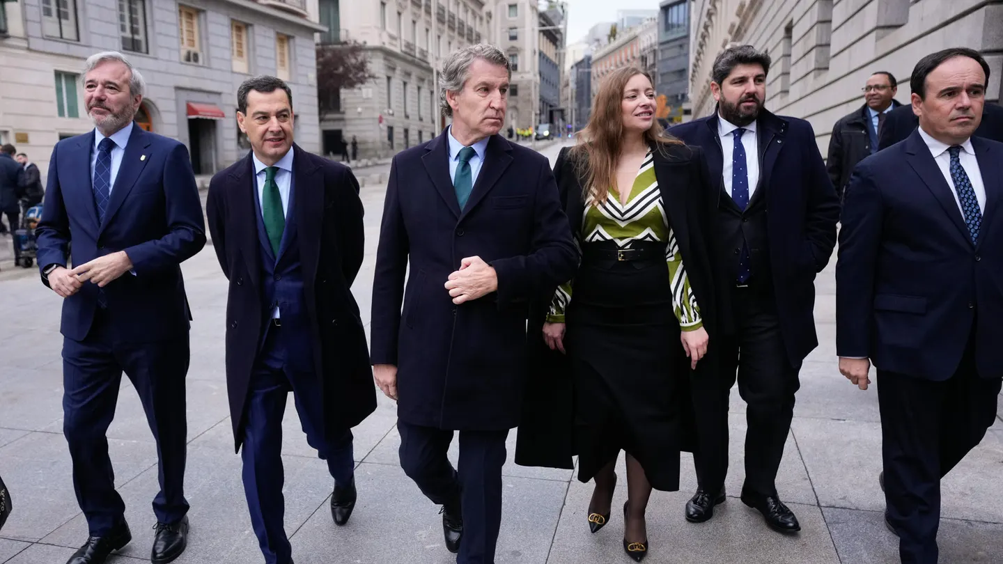 Alberto Núñez Feijóo junto a varios de sus presidentes autonómicos. Alberto Núñez Feijóo junto a varios de sus presidentes autonómicos.