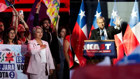 Los candidatos a la presidencia: Jeannette Jara, del Partido Comunista y José Antonio Kast, del Partido Republicano de extrema derecha. Los candidatos a la presidencia: Jeannette Jara, del Partido Comunista y José Antonio Kast, del Partido Republicano de extrema derecha.