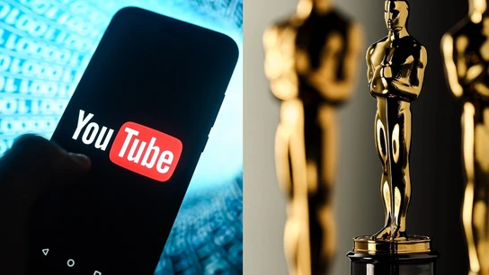 Imagen del logotipo de YouTube y de las estatulillas de los premios Oscar Imagen del logotipo de YouTube y de las estatulillas de los premios Oscar