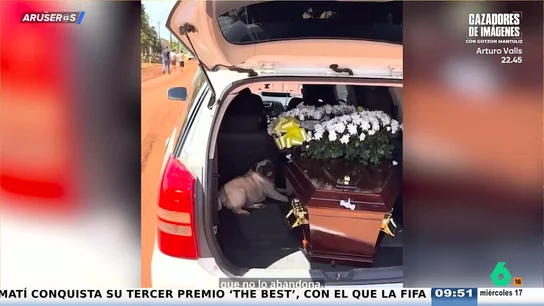 La emotiva despedida de un perro que se niega a separarse de su dueño durante el funeral La emotiva despedida de un perro que se niega a separarse de su dueño durante el funeral