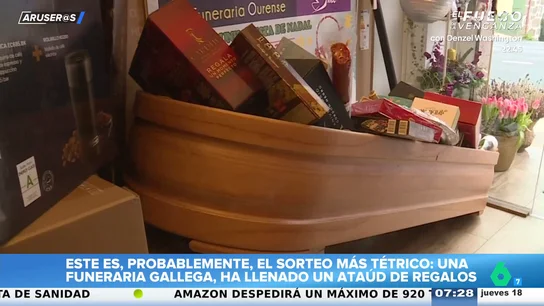 Una funeraria gallega sortea un ataúd lleno de regalos y se hace viral Una funeraria gallega sortea un ataúd lleno de regalos y se hace viral