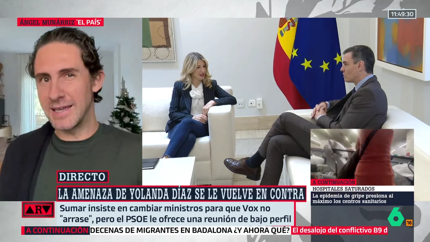 Munárriz, sobre Yolanda Díaz tras su amenaza a Sánchez: "Se ha precipitado y ha traspasado la línea roja de pedir cesiones" Munárriz, sobre Yolanda Díaz tras su amenaza a Sánchez: "Se ha precipitado y ha traspasado la línea roja de pedir cesiones"