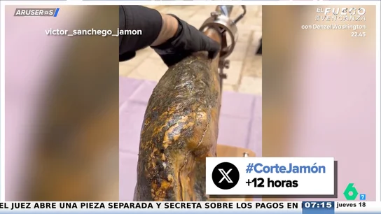 El vídeo de un experto cortador de jamón, en lo más alto del ranking de visualizaciones en España El vídeo de un experto cortador de jamón, en lo más alto del ranking de visualizaciones en España