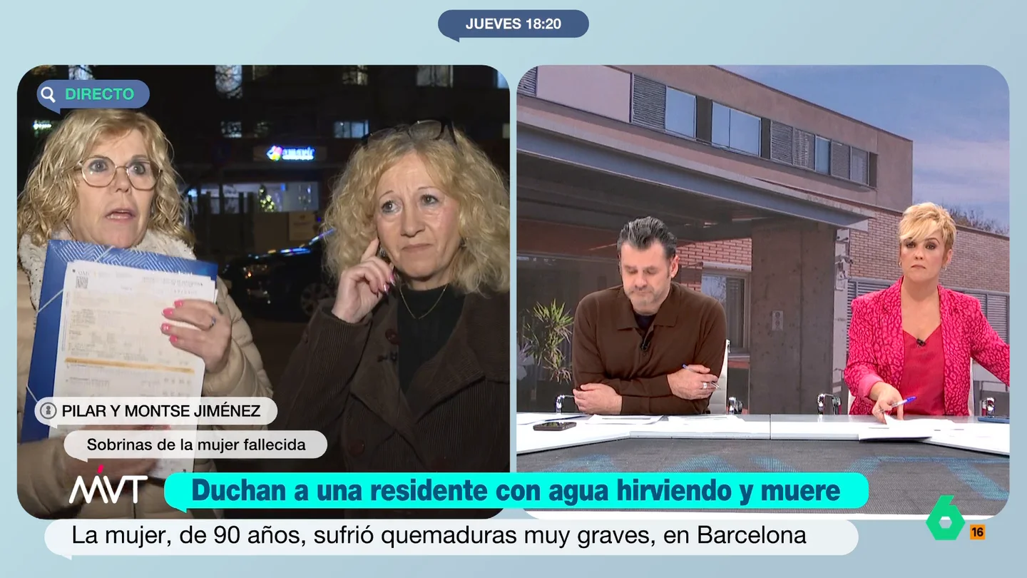 Las sobrinas de la anciana fallecida en una residencia en Barcelona: "La noche que murió le salía pus del cuello y el pecho" Nieves, de 90 años, fallecía el pasado lunes a causa de una sepsis. La anciana fue duchada, supuestamente, con agua hirviendo lo que le provocó unas graves quemaduras que se infectaron.