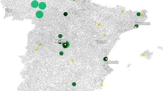Los premiso de la Lotería de Navidad de 2025 se reparten por el mapa. Los premiso de la Lotería de Navidad de 2025 se reparten por el mapa.