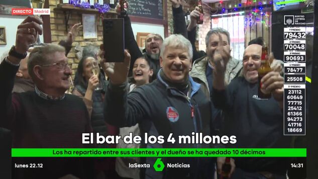 Loter&iacute;a de Navidad 2025 - Este bar reparte casi 4 millones de euros en Vallecas
