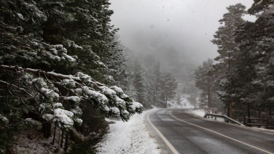 Imagen de la sierra de Madrid nevada en diciembre de 2025