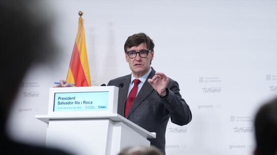 Salvador Illa este martes tras el Consell Executiu en el Palau de la Generalitat. 