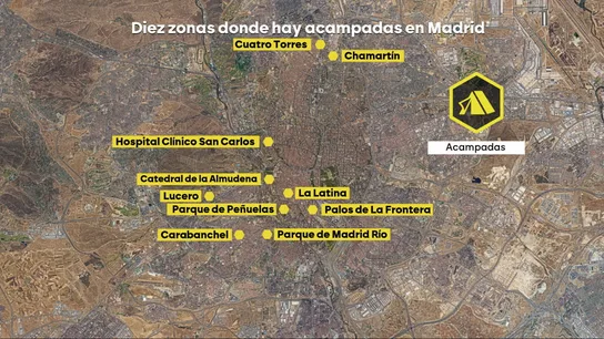 grafismo de los asentamientos de personas sintecho que hay en Madrid grafismo de los asentamientos de personas sintecho que hay en Madrid
