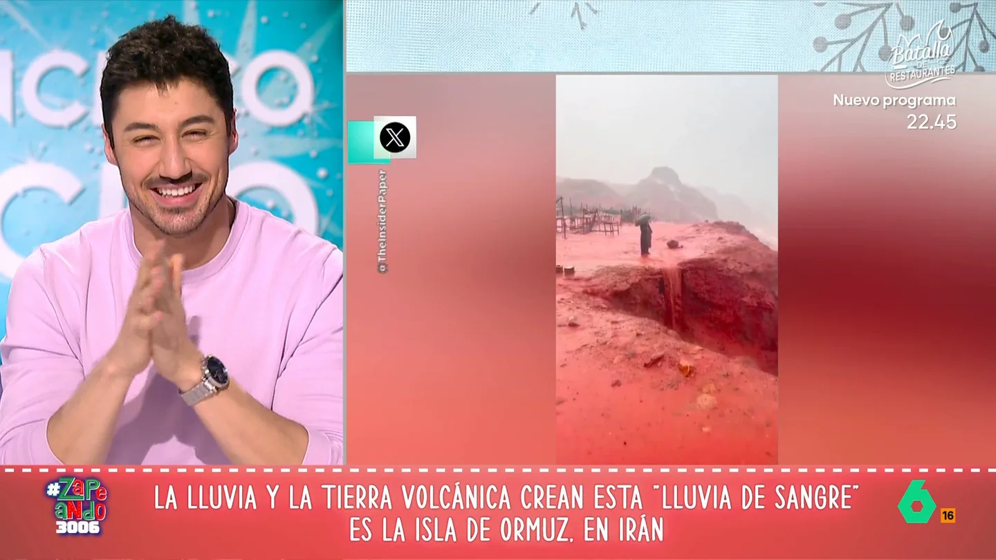 Francisco Cacho explica el curioso fenómeno que tiñe de rojo una isla de Irán, en vídeo El meteorólogo de laSexta comparte unas llamativas imágenes en las que se puede ver una playa teñida, por completo, de carmesí. Descubre a qué se debe en el vídeo principal.