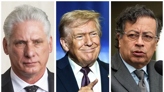 El presidente de Cuba, Miguel Díaz-Canel, el de EEUU, Donald Trump, y el de Colombia, Gustavo Petro. El presidente de Cuba, Miguel Díaz-Canel, el de EEUU, Donald Trump, y el de Colombia, Gustavo Petro.
