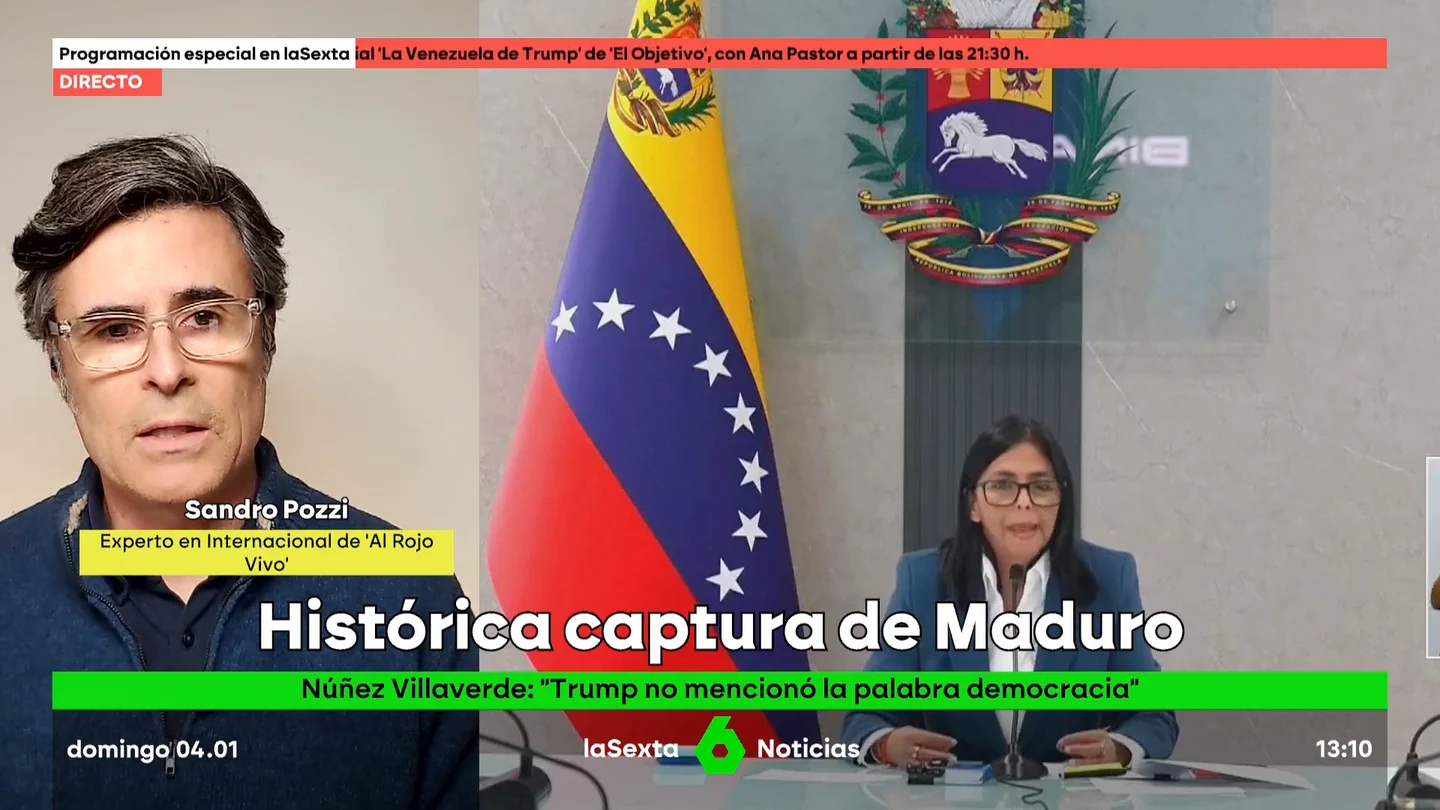 Sandro Pozzi, sobre Delcy Rodríguez: "Es la líder facto de Venezuela y la única interlocutora que tiene Donald Trump" Sandro Pozzi, sobre Delcy Rodríguez: "Es la líder facto de Venezuela y la única interlocutora que tiene Donald Trump"