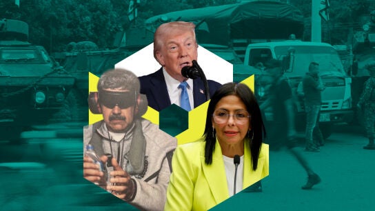 Donald Trump, Nicol&aacute;s Maduro y Delcy Rodr&iacute;guez. 