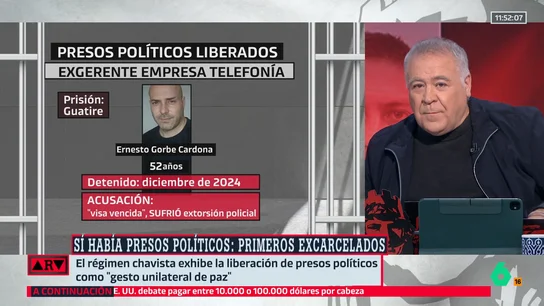 Ferreras, a quienes critican la intervención de Zapatero en la liberación de presos políticos en Venezuela: "¿Cuál es el problema?" Ferreras, a quienes critican la intervención de Zapatero en la liberación de presos políticos en Venezuela: "¿Cuál es el problema?"