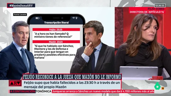 Pilar Gómez confiesa estar "decepcionada" tras ver los mensajes de Mazón a Feijóo el día de la DANA: "Sabía que había muertos" Pilar Gómez confiesa estar "decepcionada" tras ver los mensajes de Mazón a Feijóo el día de la DANA: "Sabía que había muertos"
