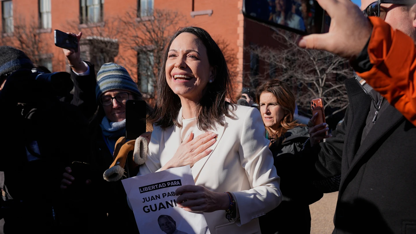 María Corina Machado a su salida de la Casa Blanca. María Corina Machado a su salida de la Casa Blanca.