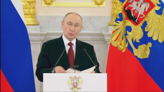 Vlad&iacute;mir Putin, este jueves, durante su discurso ante embajadores extranjeros.